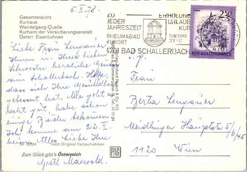 54602 - Oberösterreich - Bad Schallerbach , Kurhaus , Mehrbildkarte - gelaufen 1978