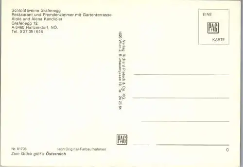 54621 - Niederösterreich - Haitzendorf , Schloß Taverne Grafenegg , Alois u. Alena Kandioler - nicht gelaufen