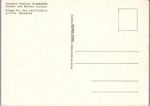 54646 - Niederösterreich - Hainfeld , Gasthof Pension Klammhöhe , Helmut und Monika Lintner - nicht gelaufen