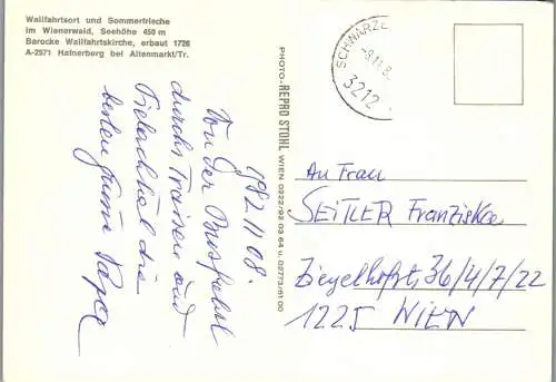 54654 - Niederösterreich - Hafnerberg , Altenmarkt an der Triesting , Wallfahrtskirche - gelaufen 1982