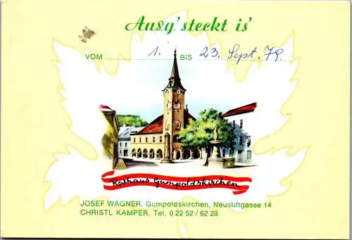 54678 - Niederösterreich - Gumpoldskirchen , Ausg'steckt is , Josef Wagner , Christl Kamper , Rathaus - gel. 1979