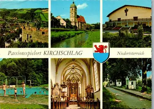 54696 - Niederösterreich - Kirchschlag , Schwimmbad , Blick vom Feuerturm , Mehrbildkarte - gelaufen 1978
