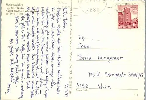 54711 - Niederösterreich - Kirchberg am Wechsel , Molzbachhof , Inh. Toni Pichler - gelaufen 1975
