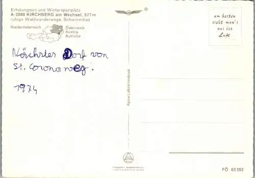 54713 - Niederösterreich - Kirchberg am Wechsel , Panorama - nicht gelaufen 1974