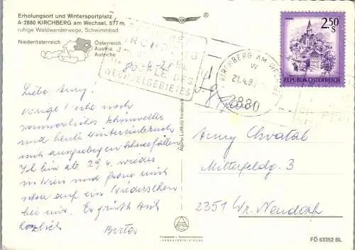 54717 - Niederösterreich - Kirchberg am Wechsel , Panorama - gelaufen 1980