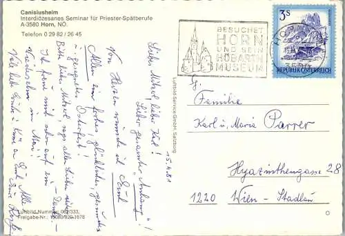 54728 - Niederösterreich - Horn , Canisiusheim - gelaufen 1981