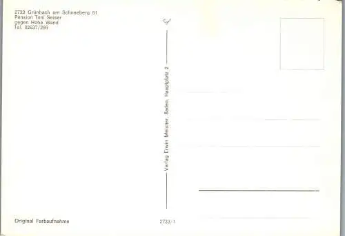 54761 - Niederösterreich - Grünbach , am Schneeberg , Pension Toni Seiser gegen Hohe Wand - nicht gelaufen