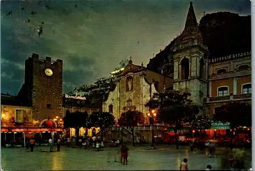 54771 - Italien - Taormina , Piazza S. Agostino , notturno - gelaufen 1980