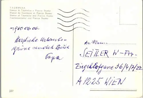54772 - Italien - Taormina , Statua di Taormina e Piazza Duomo - gelaufen 1980