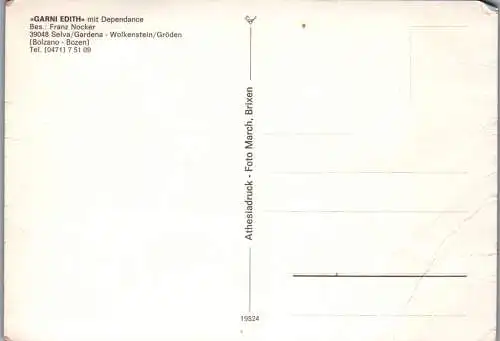 54852 - Italien - Selva , Wolkenstein , Garni Edith mit Dependance , Franz Nocker , beschädigt - nicht gelaufen