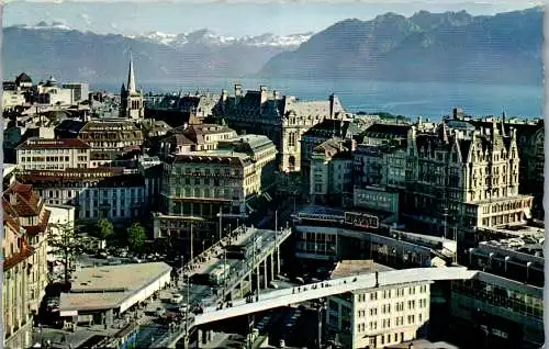 54928 - Schweiz - Lausanne , Ouchy , La Grand Pont et les Alpes de Savoie - nicht gelaufen