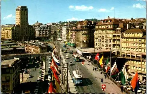 54929 - Schweiz - Lausanne , La Tour Bel'Air et le Grand Pont - gelaufen 1962