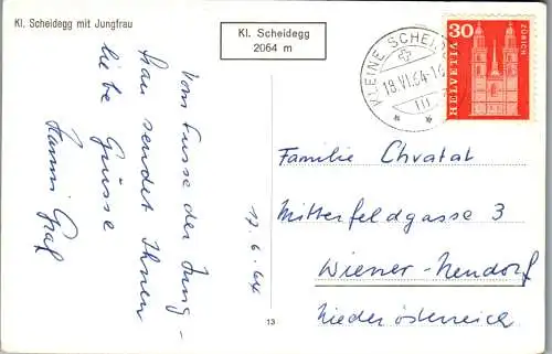 54934 - Schweiz - Kleine Scheidegg , mit Jungfrau - gelaufen 1964