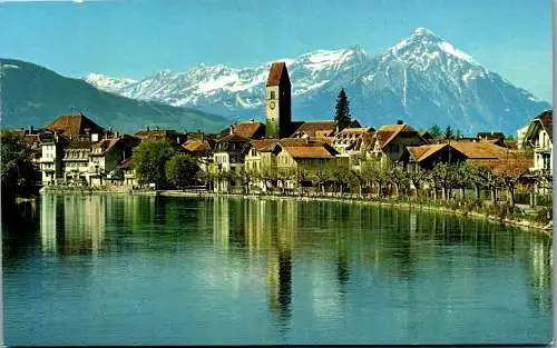 54959 - Schweiz - Interlaken , Kirche , Unterseen mit Niesen - nicht gelaufen