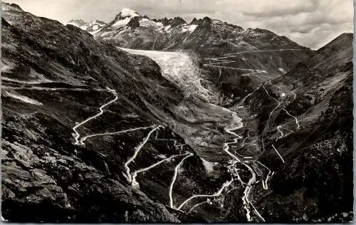 54972 - Schweiz - Grimsel , Gletsch mit Grimsel und Furkastraße - nicht gelaufen