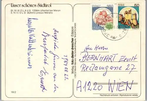 55016 - Italien - St. Nikolaus , Ultental , S. Nicolo d'Ultimo - gelaufen 1984