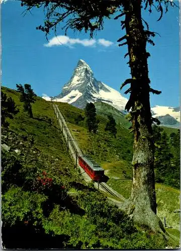 55058 - Schweiz - Zermatt , Gornergratbahn , Zermatt - Gornergrat , Matterhorn , Mont Cervin - gelaufen 1971