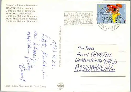 55060 - Schweiz - Montreux , Lac Leman , Dents du Midi et Grammont - gelaufen 1983