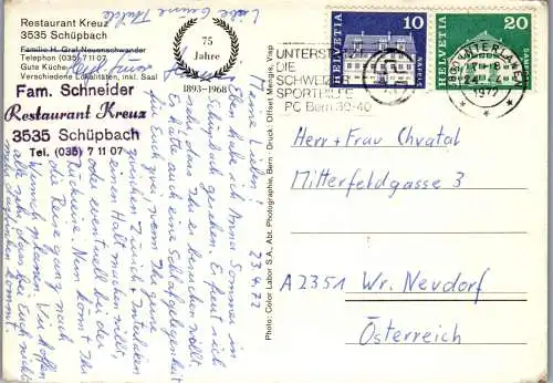 55085 - Schweiz - Schüpbach , im Emmental , Restaurant Kreuz - gelaufen 1972