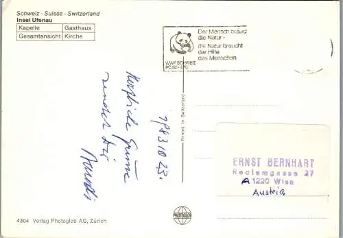 55102 - Schweiz - Insel Ufenau , Kapelle , Gasthaus , Mehrbildkarte - gelaufen 1983