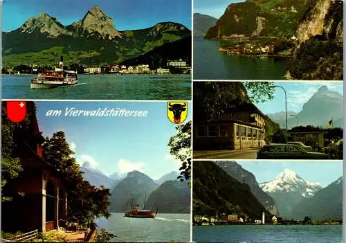 55106 - Schweiz - Vierwaldstättersee , Brunnen , Sisikon , Hotel Tellplatte , Flüelen , Tellskapelle - gelaufen 1978