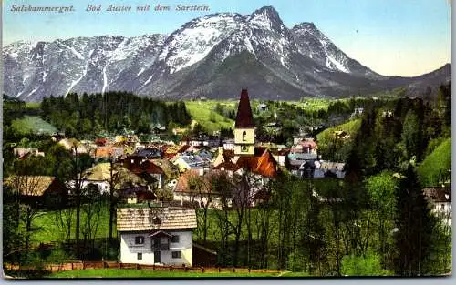 55122 - Steiermark - Bad Aussee , mit dem Sarstein , Stempel Lazarett Grundlsee - gelaufen 1942