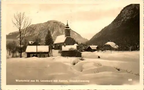 55129 - Steiermark - St. Leonhard , bei Aussee , Winter , Abendstimmung - gelaufen 1941