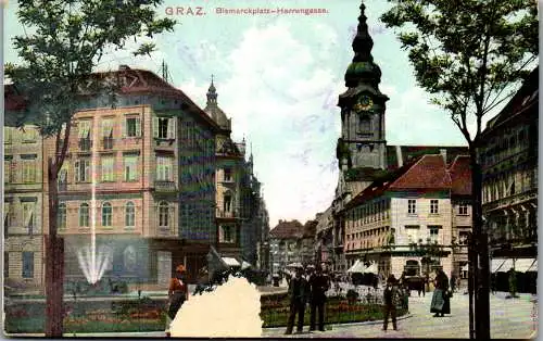 55138 - Steiermark - Graz , Bismarckplatz Herrengasse - gelaufen 1921