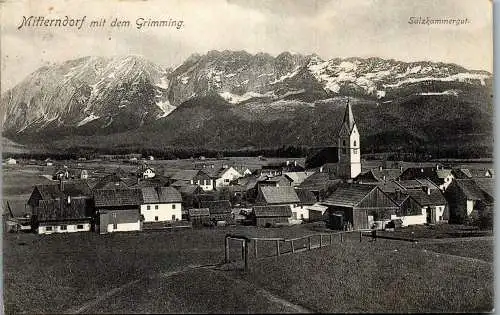 55182 - Steiermark - Bad Mitterndorf , Mitterndorf mit dem Grimming , Salzkammergut , Panorama - gelaufen 1902