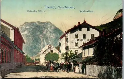 55190 - Steiermark - Stainach , Bahnhof Hotel , Grimming - gelaufen 1916