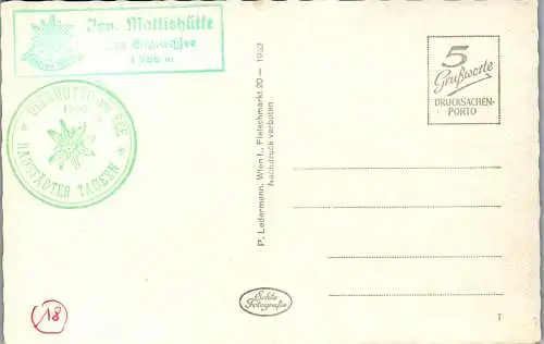 55196 - Steiermark - Schladming , Obertal , Ignaz Mattishütte am Giglachsee - nicht gelaufen 1962