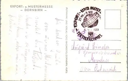 55225 - Vorarlberg - Dornbirn , Export und Mustermesse - gelaufen 1951