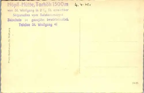 55253 - Salzburg - Strobl , Postalm , Skigebiet , Höpli Hütte , Höplihütte - nicht gelaufen 1940