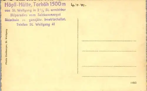 55254 - Salzburg - Strobl , Postalm , Skigebiet - nicht gelaufen 1940