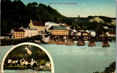 55303 - Oberösterreich - Ach , Panorama , Maria Ach , Salzachbrücke - gelaufen