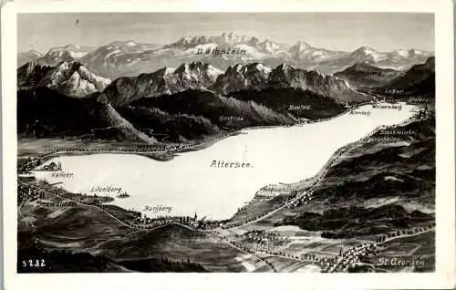 55325 - Oberösterreich - Attersee , Landkarte , Panorama - nicht gelaufen 1936