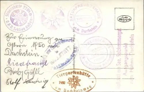 55363 - Oberösterreich - Gjaidalpe , Dachstein von der Gjaid Alpe Alm , Sammlung Hüttenstempel - gelaufen 1950