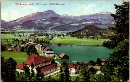 55419 - Oberösterreich - Steeg , am Hallstättersee , Panorama - gelaufen 1917