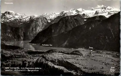 55423 - Oberösterreich - Bad Goisern , Dachstein gesehen v. d. Sessellift , Bergstation , Hallstätter See , Steeg