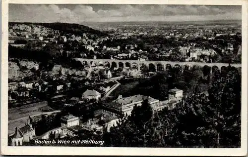 55432 - Niederösterreich - Baden bei Wien , mit Weilburg , Panorama - gelaufen 1942