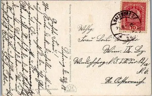 55528 - Salzburg - Salzburg , Vom Kapuzinerberg - gelaufen 1917