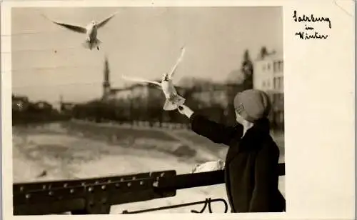 55533 - Salzburg - Salzburg , im Winter , Taubenflug - gelaufen 1933