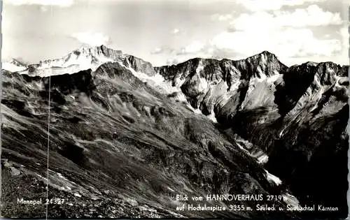 55556 - Kärnten - Mallnitz , Blick vom Hannoverhaus auf Hochalmspitze , Säuleck und Seebachtal - nicht gelaufen