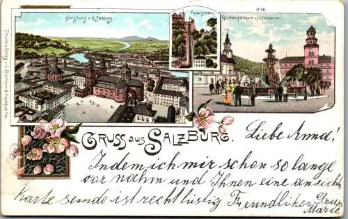 55581 - Salzburg - Salzburg , Gruss aus , Lithographie - gelaufen 1899