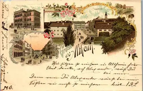 55585 - Oberösterreich - Altheim , Gruss aus , Lithographie - gelaufen 1898