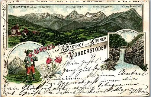 55589 - Oberösterreich - Vorderstoder , Gruss vom Gasthof zum Steiner - gelaufen 1895