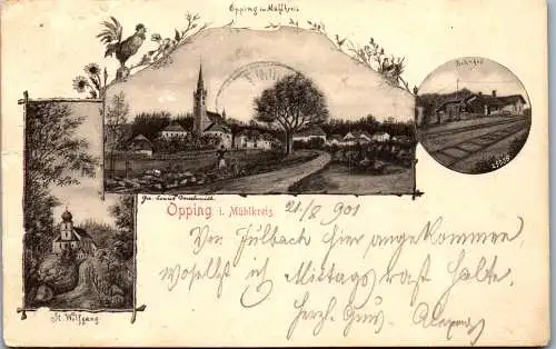 55599 - Oberösterreich - Opping , Öpping , im Mühlkreis , Bahnhof - gelaufen 1901