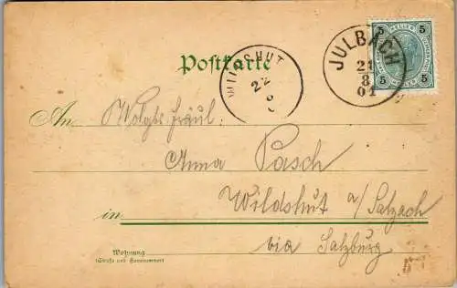 55604 - Oberösterreich - Hinterschiffl , Rohrbach , Gruss Kohlstadt Bayern , Gasthaus Lang , Krämerei , Grenze - 1901