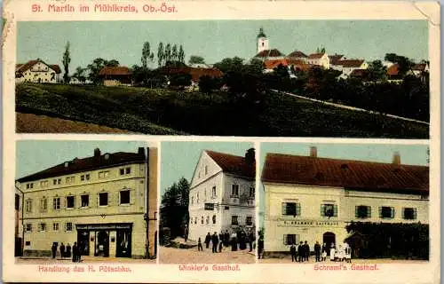 55607 - Oberösterreich - St. Martin , im Mühlkreis , Handlung H. Pötschko , Winkler's Gasthof , Schraml's Gasthof