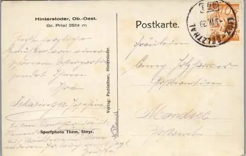 55624 - Oberösterreich - Hinterstoder , Großer Priel , Panorama - gelaufen 1929